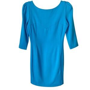 Tibi | Turquoise Blue Sheath Dress Puff Shoulders Medium NWT